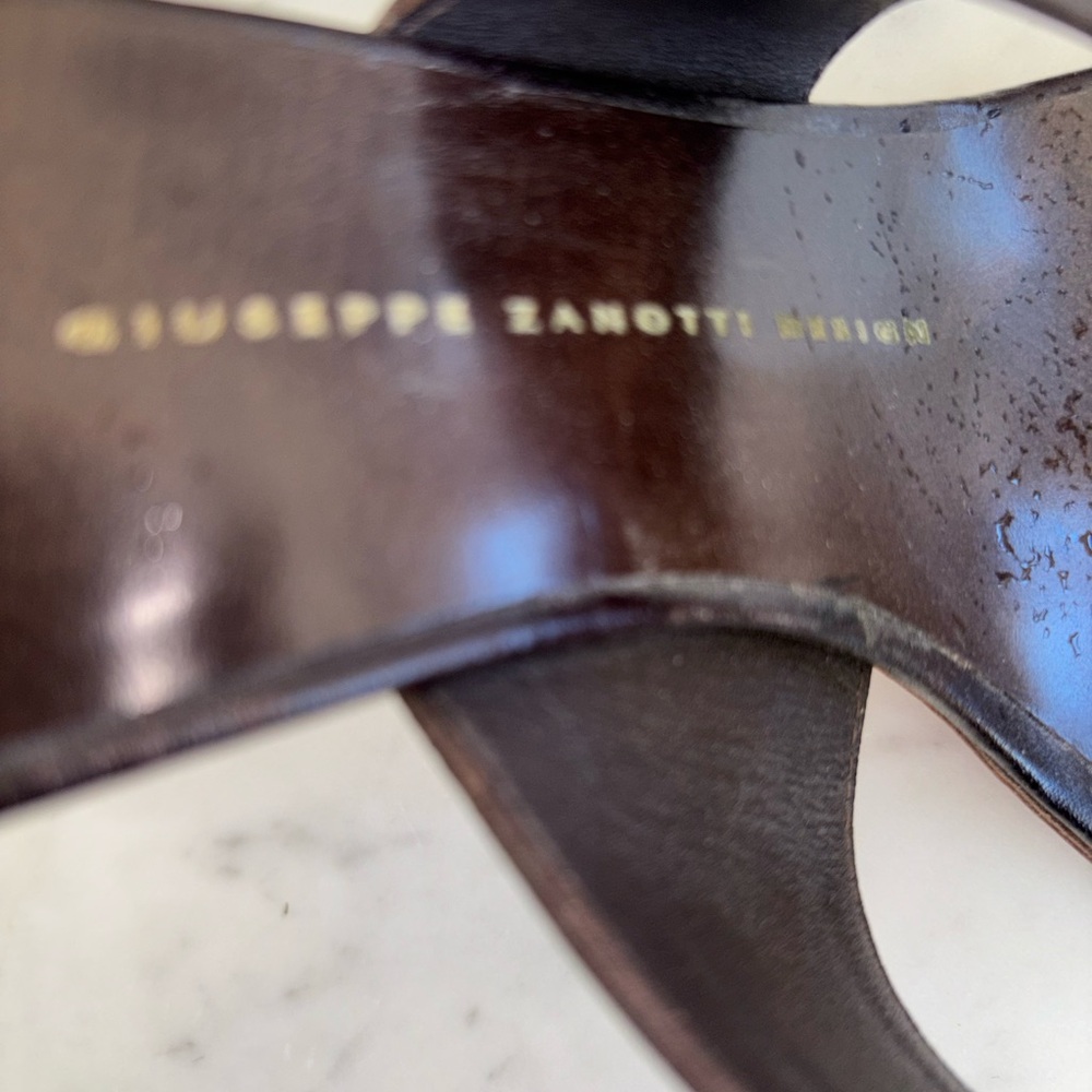 Giuseppe Zanotti Dark Brown and Gold Heels - Picture 4 of 6